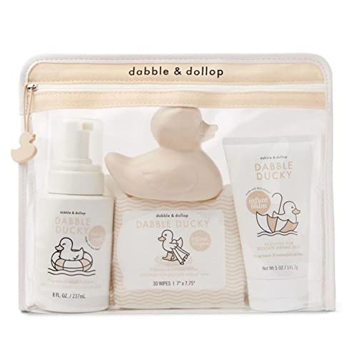 Image of Dabble & Dollop Infant Essentials Kit with Gift Tote - Natural Set for Babies, Fragrance & Essential Oil Free, 100% USA-Made, Dye-Free, Tear-Free, Vegan