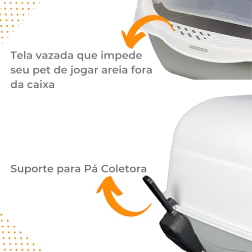 Caixa Areia Fechada Gato Autolimpante Grande Banheiro Pá