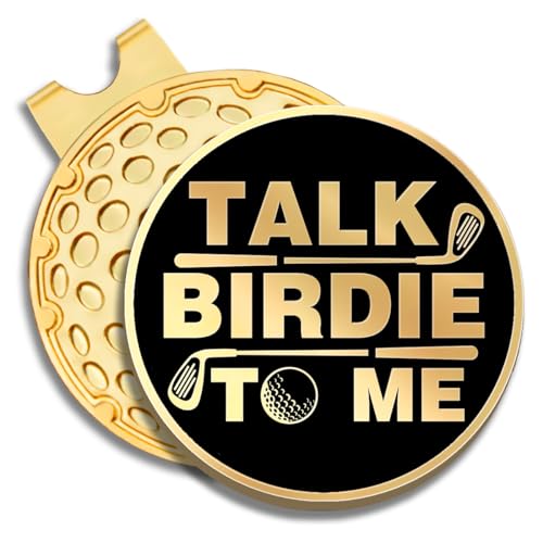 GEYGIE Talk Birdie to Me Black Gold Golf Ball Marker with Magnetic Hat Clip, Golf Accessories for Men Women, Golf Gifts for Men Women Golfer, Birthday Retirement for Golf Fan