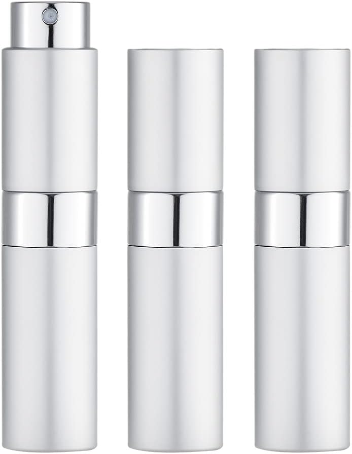 Lisapack 8ML Atomizer Perfume Spray Bottle for Travel (3 PCS) Empty Cologne Dispenser, Portable Sprayer (Silver)