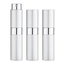 LISAPACK 8ML Atomizer Perfume Spray Bottle for Travel (3 PCS) Empty Cologne Dispenser, Portable Sprayer (Silver)