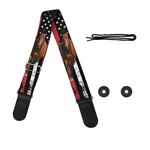 GLENLCWE Dragonfly Print Guitar Strap for Acoustic&Electric&Bass Guitars,Adjustable Guitar Strap, American Flag Horse