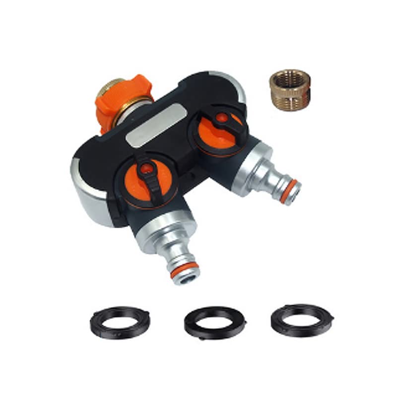 2 Way Garden Hose Splitter,3/4 Inch Zinc Alloy Garden Tap Splitter Outdoor Y Valve Utility Hose Connector with Adaptor and Washers,B Type