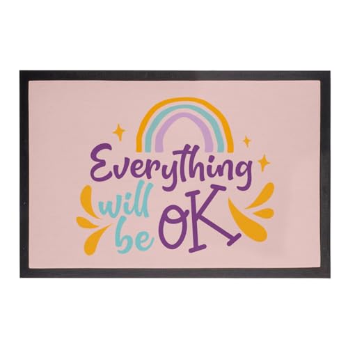 Paillasson rose 75x50cm Everything Will be OK pour entree - 2