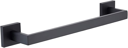TASTOS Toallero individual negro de 16 pulgadas, barra de toalla de baño SUS 304 de acero inoxidable resistente, toallero de cocina, soporte de