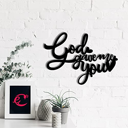 Image of eCraftIndia God Gave Me You Wooden Wall Decor for Living Room Bedroom| Home Wall Decor Items| Wall Art for Home Decor Valentine Gift for Girlfriend Boyfriend Husband Wife Her Him| Valentine Decoration