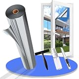 Gufoltie Hitzeschutzfolie Fenster außen & innen Sonnenschutzfolie Fenster UV Folie Spiegelfolie Fenster Sichtschutz Fensterfolie Hitzeschutz Thermofolie gegen Hitze Selbstklebende Silber 44.5x200cm