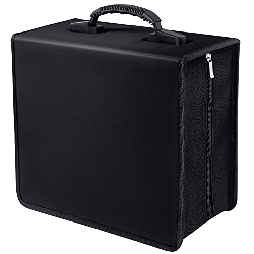 40% Off Discount Vicoter CD Case 400 Capacity CD/DVD Wallet Binder, DVD Case Portable Zipper CD Case, CD Case Storage Holder, CD Booklet Binder, VCD Wallets Storage Organizer for Home Car Travel Office(Black)