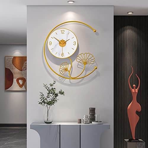 Horloge murale en métal doré silencieuse sans tic-tac à piles