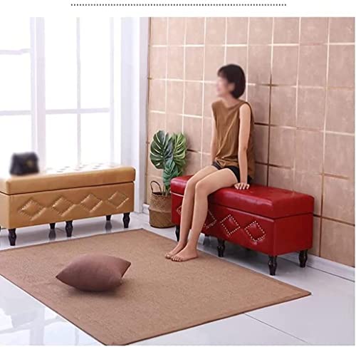 Podnóżek ze schowkiem, wielofunkcyjny taboret z materiału z ramą z litego drewna i skórą PU, idealny na stolik kawowy lub do zmiany obuwia, trwały i stylowy design