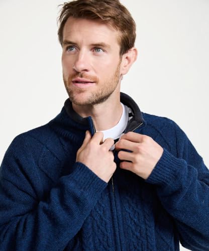 Men's Irish Wool Sweater, Full Zip, Front Pockets, Lined Interior, Gray3