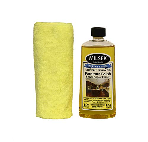 Milsek Furniture Polish and Cleaner with Lemon Oil & Towel, 12-Ounce & Cloth