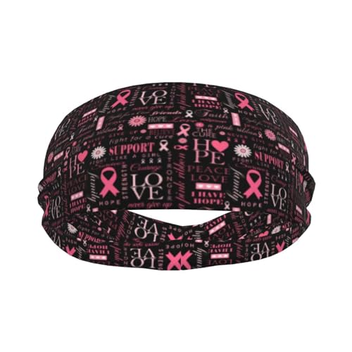 Breast Cancer Awareness Sports Sweatband Head Bands for Women Men Sweat-Absorbing Headbands Suitable for Running Yoga Fitness Football Exercise