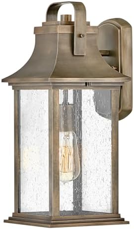 Hinkley Grant One Light Medium Outdoor Wall Mount, Burnished Bronze w/Clear Seedy Glass