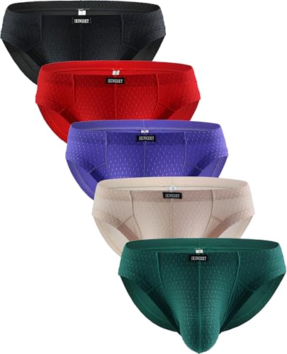 iKingsky Men's Four Way Stretch Pouch Briefs Soft Bulge Underwear Sexy Low Rise Underpanties for Men