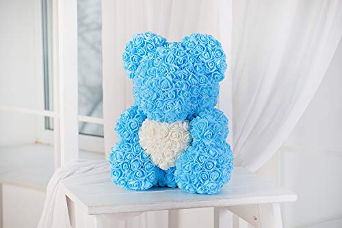 teddy bear roses blue