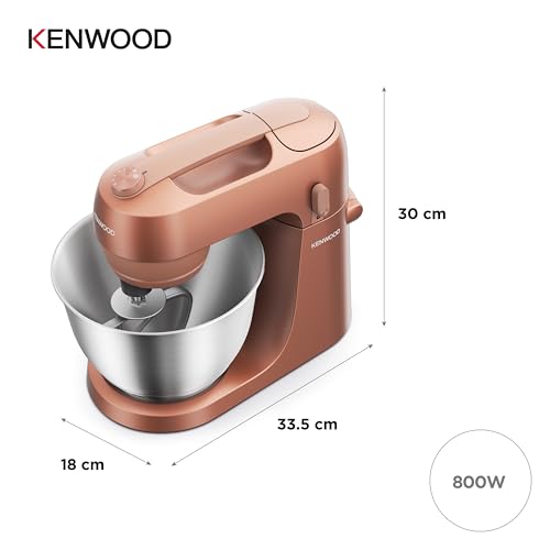 Kenwood Go KZM35.000RD, Stand Mixer with Space-Saving Design, Compact Kitchen Machine with 4L Bowl, 3 Adjustable Tools, Splashguard, 6 Speed, Elegant Metal Body with Carrying Handle, 800W, Clay Red