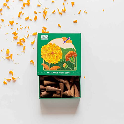 Image of Combo Pack of 2 Natural Incense Cones, Aromatherapy Pack 80 Organic Dhoop for Pooja | Eucalyptus and Khus+2 Free Ceramic Holder | Dhoopbatti |Sulphur & Charcoal Free | 100% Organic