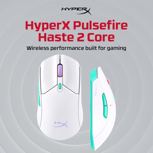 Image of HyperX Pulsefire Haste 2 Core Dual Wireless RGB Gaming Mouse, Up to 12K DPI, HyperX Custom Core Sensor, 70g Lightweight, 100 Hr Battery Life, 1K Hz Polling Rate, 24 Months Warranty - White [8R2E7AA]