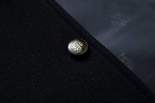 image for chouyatou Men's Classic Notched Collar Double Breasted Wool Blend Pea 