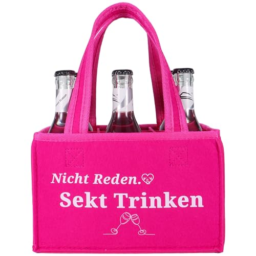 UV STYLISH Lustige Flaschentasche Handtasche 6 Flaschen Tragetasche Feierabend | Feierabend Getränketasche für Bier Sekt Prosecco & Sprudel