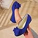 Blue Women's Fashionable Wedge Heel Bowknot Work Shoes Spring Summer