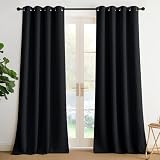 NICETOWN 95 Inch Blackout Curtains, Grommet 2 Panels Thermal Insulated Black Room Darkening Drapes, Extra Long Window Curtains for Bedroom Living Room