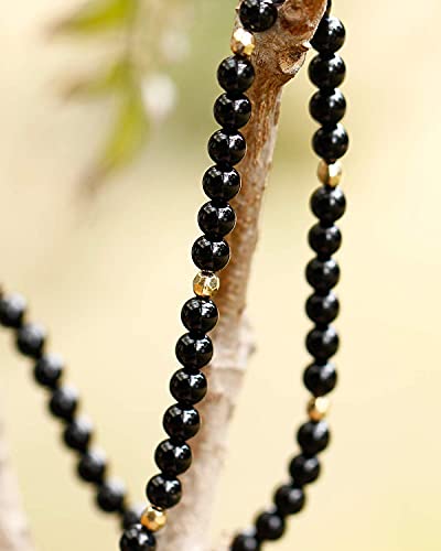 Jewever Black Obsidian Anklet Bracelet For Women Crystals And Healing Stones Beach Foot Beaded Adjustable(8.5-10 Inches) #TOP6