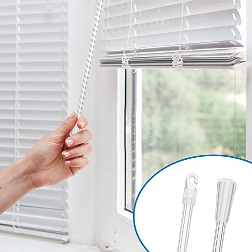 Grevosea 2 Pieces Blind Wand For Window Blinds, Vertical Blinds Replacement Stick Clear Plastic Blind Opener Stick Blind Stick With Hooks And Grips Rod For Vertical & Wood & Cordless Blinds 12 Inches #TOP2