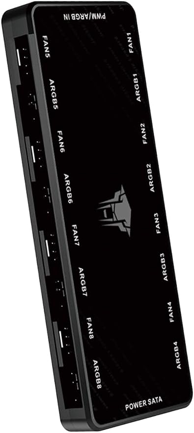 ICOLER ARGB and PWM Fan HUB,8 Ports for Addressable RGB Lighting with PWM,1 to 8 Multi Way Magnetic backplane Splitter 5V/3PIN ARGB Case Fan Hub Adapter PWM ARGB Fan Black