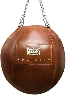 Geezers Boxing Pugilist Tan Leather Super Heavy Filled Wrecking Ball, Maize Punch Bag, Upper Cut Wrecking Ball, Wrecking Ball Bag Ideal For Boxing, MMA, Martial Arts, Kick Boxing,Thai Kick Boxing