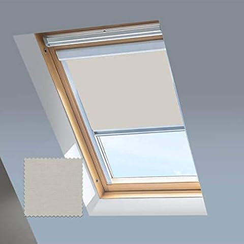 Skylight Blinds For VELUX Roof Windows - Blackout Blind - Sand Stone - Silver Aluminium Frame (9) Cover