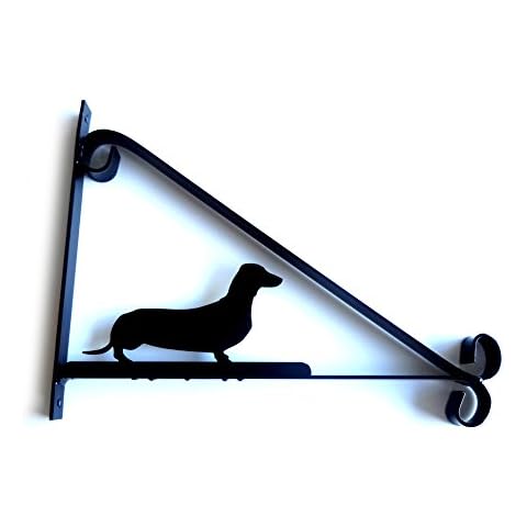Metal Magpie Dachshund (Sausage Dog) Silhouette Scroll Heavy Duty Hanging Basket Bracket Cover