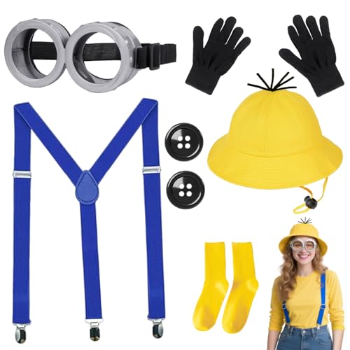 ZITUZY Minion - Conjunto de óculos para fantasia de minion, gorro e óculos, fantasia de minion para mulher, para carnaval, Natal, festas de aniversário, máscaras, fantasias (chapéu para o sol)