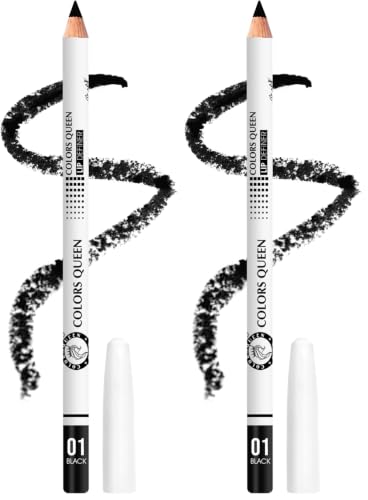 Image of Colors Queen Lip Definer Pencil | Highly Pigmented, One Swipe Smooth Application Matte Lip Liner | Long Lasting Lip Pencil (01 - Black) (Pack of 2)