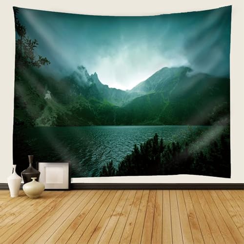 Tenture murale petite 150x130 pour masquer un mur vide avec un paysage de lac moderne