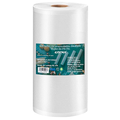 EXNIMA, Rollos para Envasar al Vacío, Bolsas Gofradas 1, 2, 4, 6 u 8 und de 20x1500cm, Perfectas para Conservación de Alimentación, Bolsas de Vacío Comida, Utensilios de Cocina, Accesorio Envasadora.
