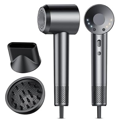 aowoka 160,000 RPM High-Speed Ionic Hair Dryer with Diffuser, Frost Grey