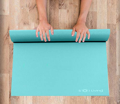 Sol Living Travel Yoga Mat - Natural Tree Rubber for Extra Grip - Non-Slip, Foldable, Eco-Friendly - Perfect for On-The-Go Yoga, Pilates, Fitness, Meditation - 24" x 72", Teal - Thumbnail 5