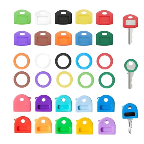 Lyivisk 30 unidades de tapas semicirculares cuadradas y redondas para llaves en 10 colores, 3 estilos, práctico marcador para facilitar la identificación y organización de las llaves