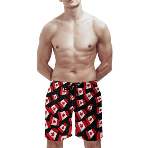 Canada Flag Mens Swim Trunks Quick Dry Beach Swimming Shorts with Mesh Lining and Pockets2