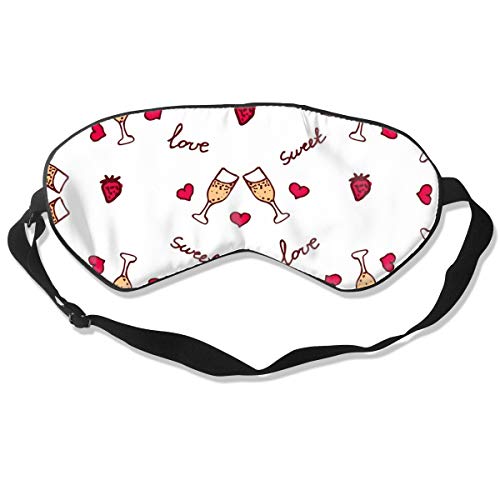 Preisvergleich Produktbild Schlafmaske, verstellbare Träger, super weich, für Damen und Herren, Weingläser und Erdbeeren, gefüllt mit Wein