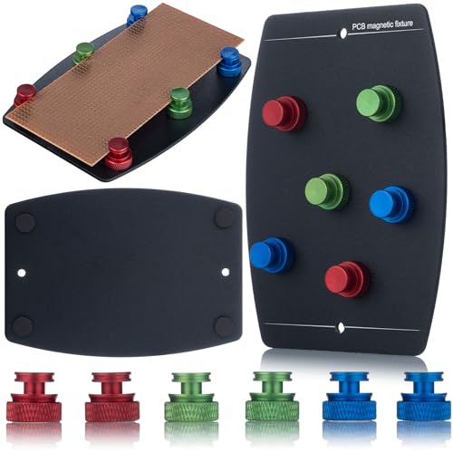 Rosfix Set Support Magnétique de Soudure PCB – Plaque Métallique 100x140 mm | 6 Aimants Réglables | Résistant à Haute Température | Pour Réparation Électronique | Accessoire Atelier