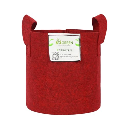 Image of Geo Fabric Grow Bags for Plants 10X10 Inch (Pack of 2) | 400 GSM Heavy Duty UV-Protected Round Maroon Colour Plant Bags for Terrace and Vegetable Gardening | Strong & Reusable|