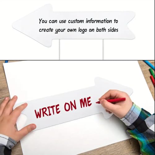 Blank-Arrow-Signs Bulk with Stakes 3 Pack 17 x 6 Inches Wedding Directional Yard-Signs with Stakes, This Way Arrow Yard-Signs Birthday Party Signs Arrow