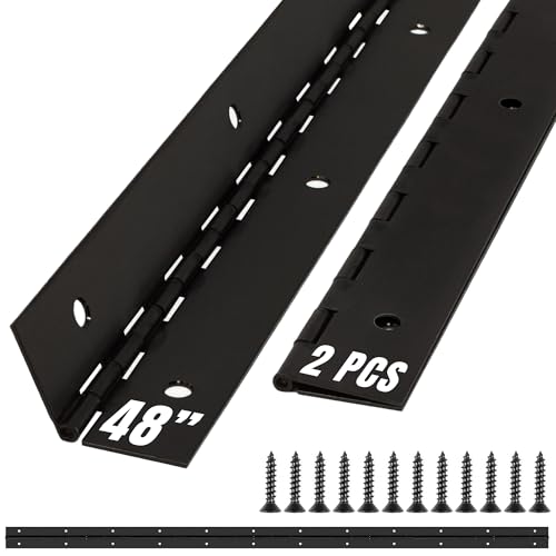 48 Inch Black Heavy Duty Piano Hinge Continuous Stainless Steel 304 (2-Pack), Surface Mount Cabinet Hinges Matte Black 48"x2" for Industrial Equipment & Commercial Display, Professional