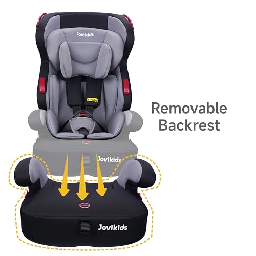 Jovikids Tammy 3in1 Highback Booster Car Seat (Group 1/2/3, 9M-12Y), Convertible to Booster Seat, Forward-Facing Seat w/Adjustable Headrest, 5-point Harness and 3-Point Seat Belt, Baby Travel Carseat