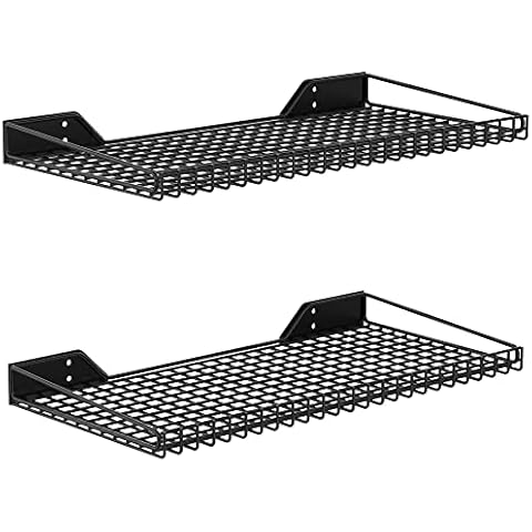 WALMANN 2 Pack Garage Wall Shelf, 23.5" x 12" Wall Mounted Storage Shelves for Garage, Closet, Laundry Room, Heavy Duty Wall Shelving, Holds Up to 65 Lbs(Black) Cover