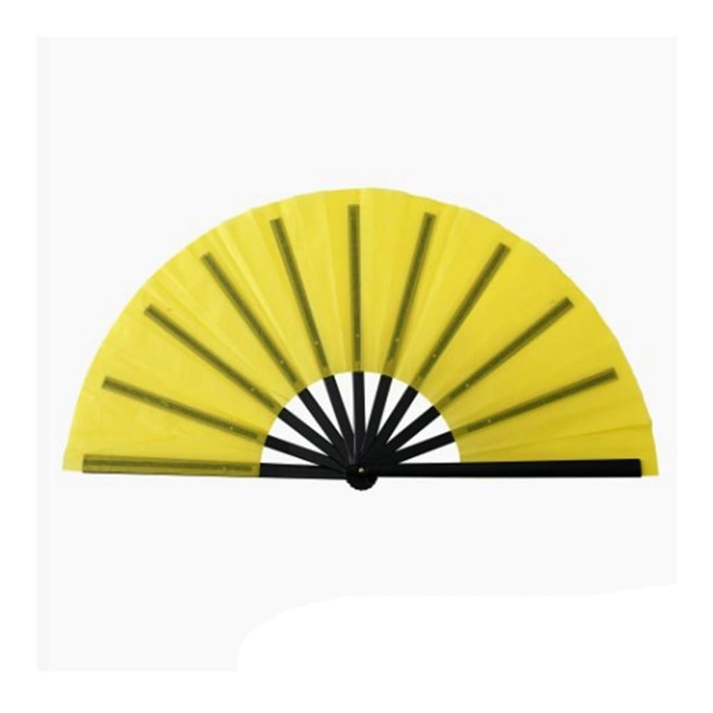 FENZORIQ 33cm Chinese Tai Chi Folding Fan - 10 Styles Performance Fan for Wushu & Yoga Training(Yellow)