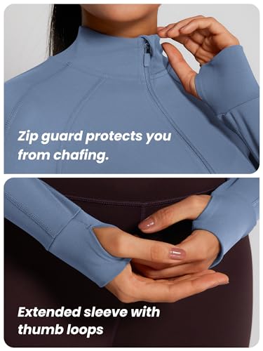 Image of GYM RAINBOW Womens Snatched Workout Jackets Lightweight Zip Up Slim Fit Gym Track Athletic Jackets with Thumb Holes